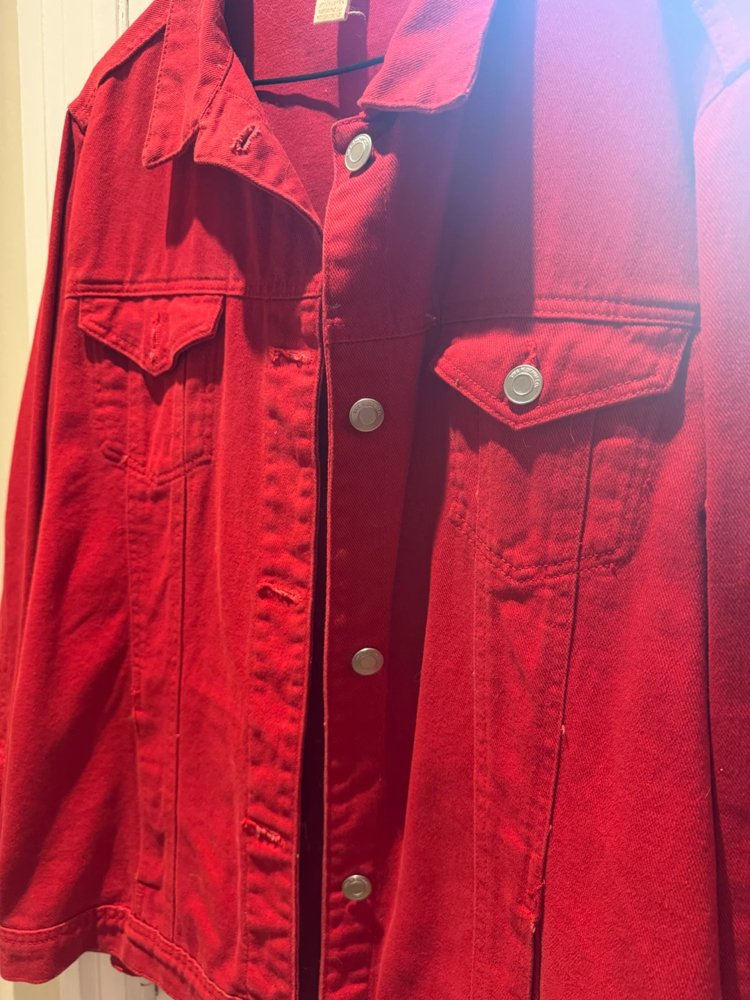 Women's Red Denim Jacket - photo 2