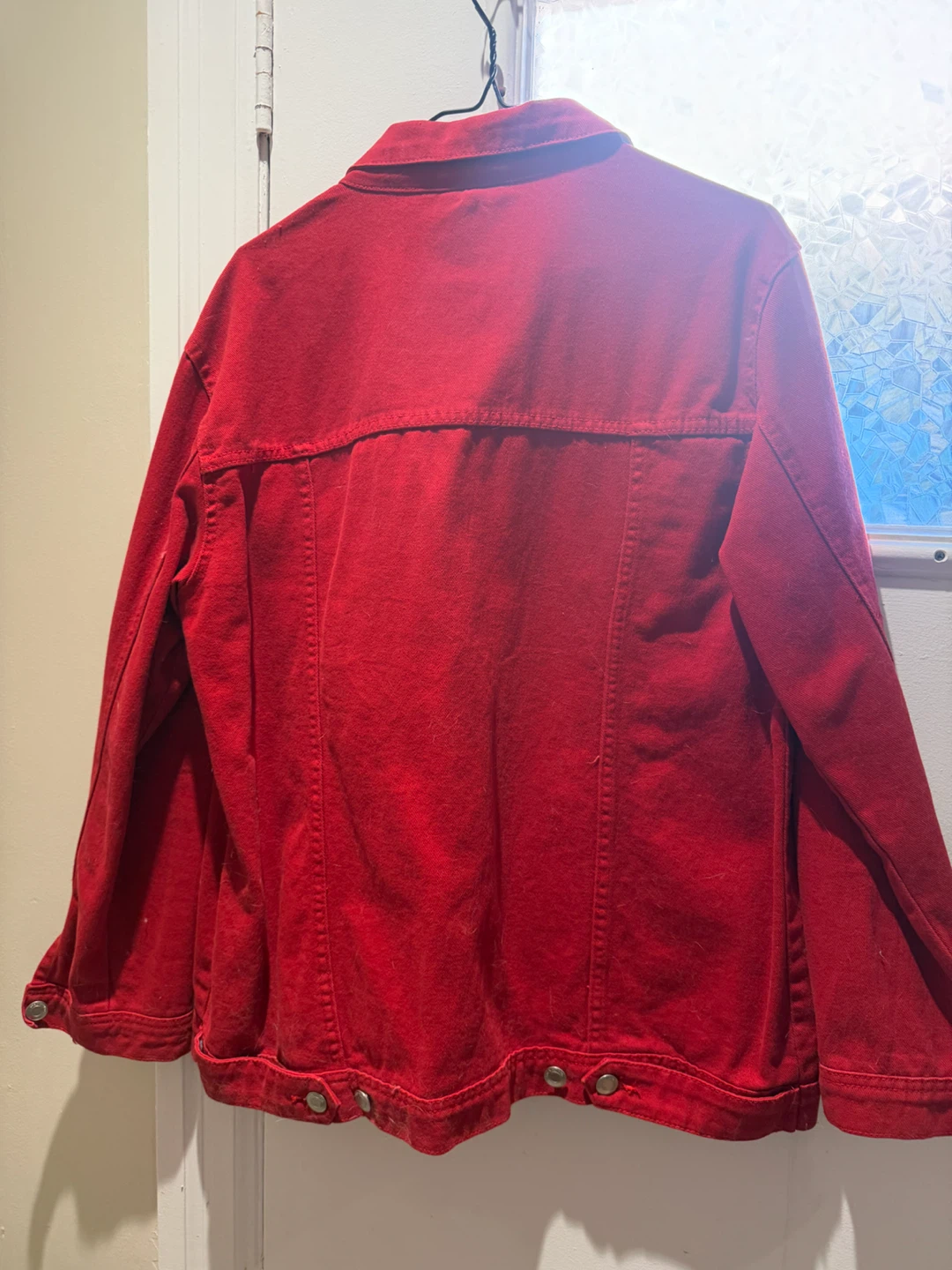 Women's Red Denim Jacket - photo 3