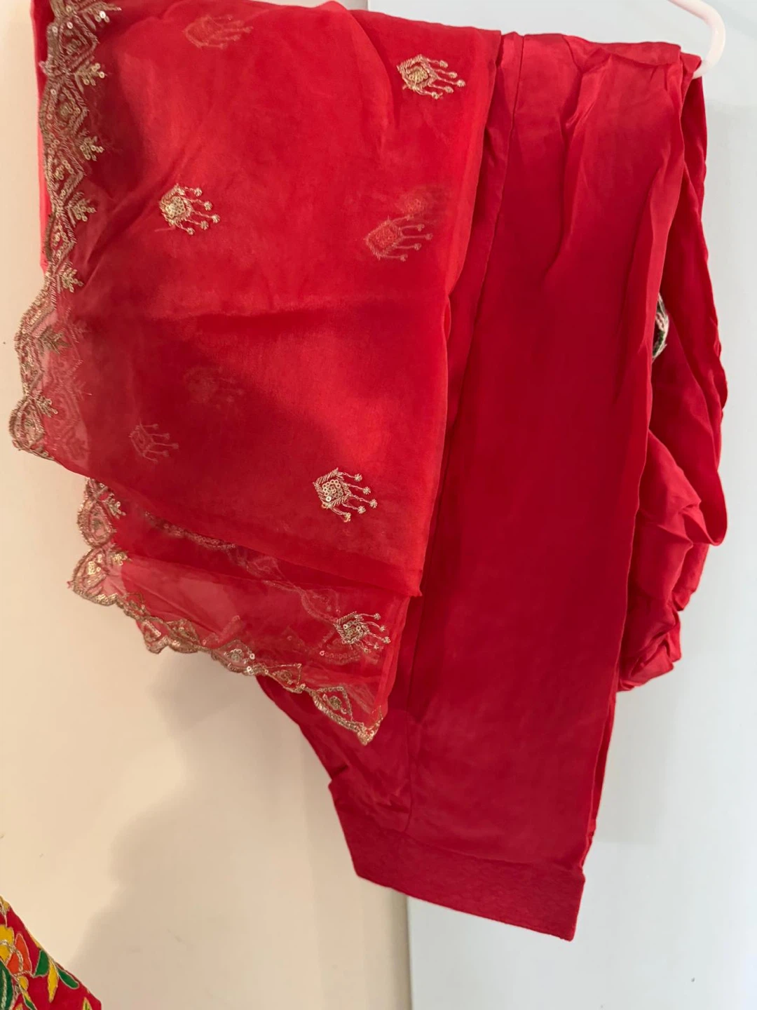 Red Embroidered Salwar Kameez Dupatta Set - photo 2