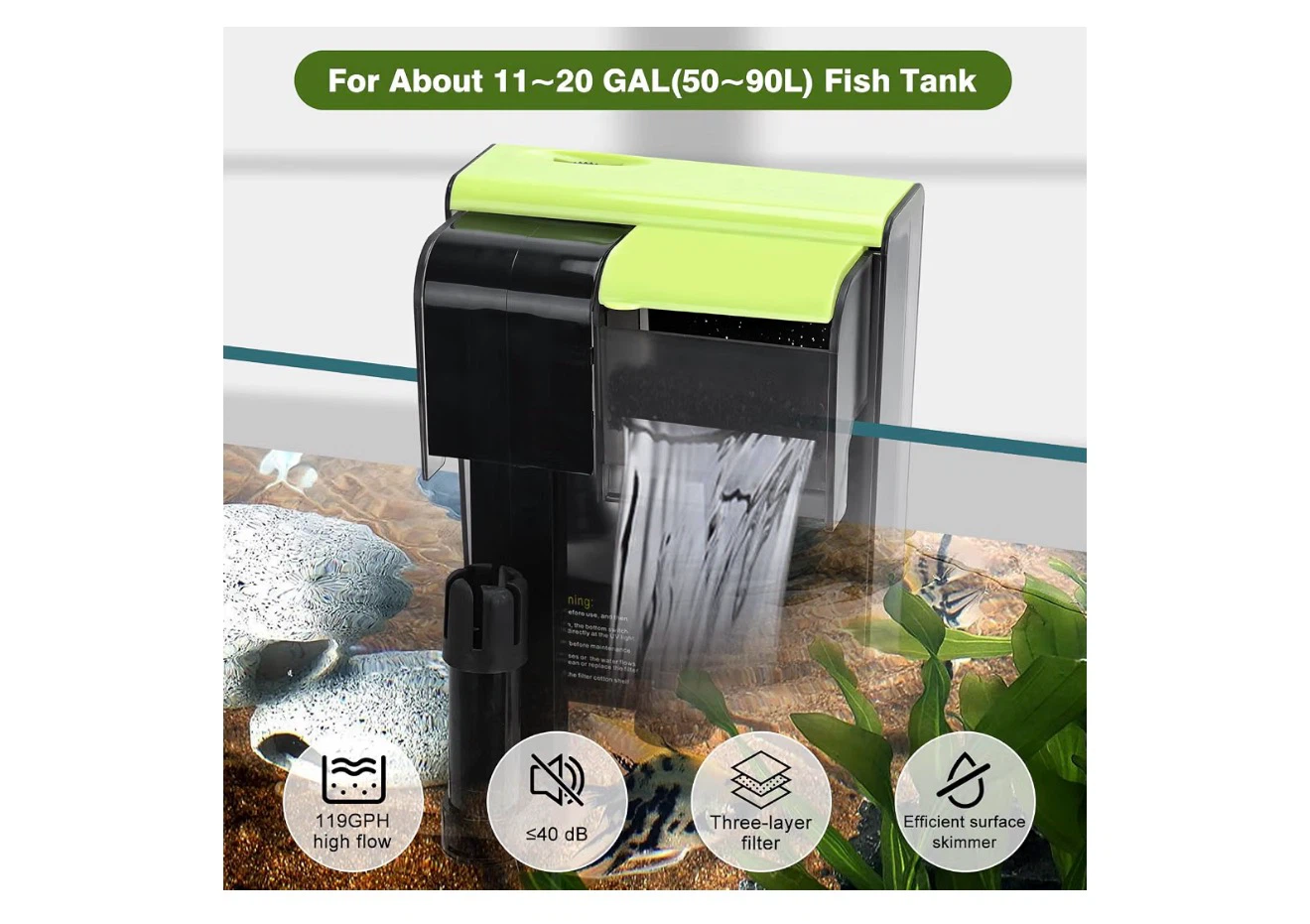 119 GPH Aquarium Filter for 11-20 Gallon Tanks - photo 2
