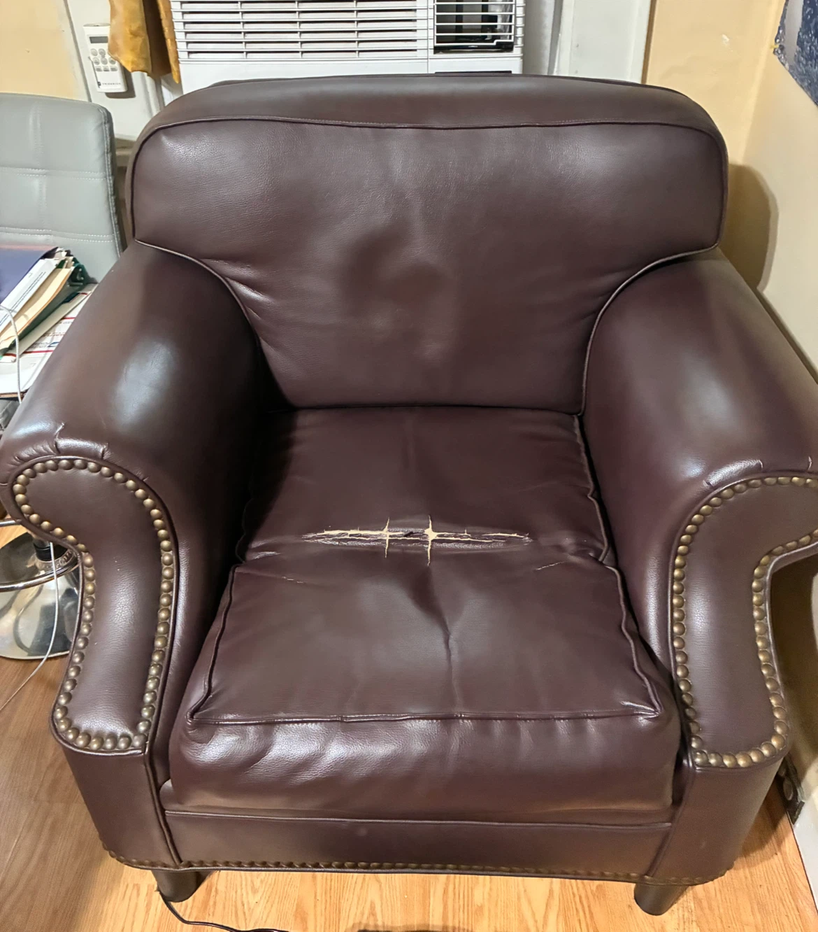 Brown Leather Accent Chair