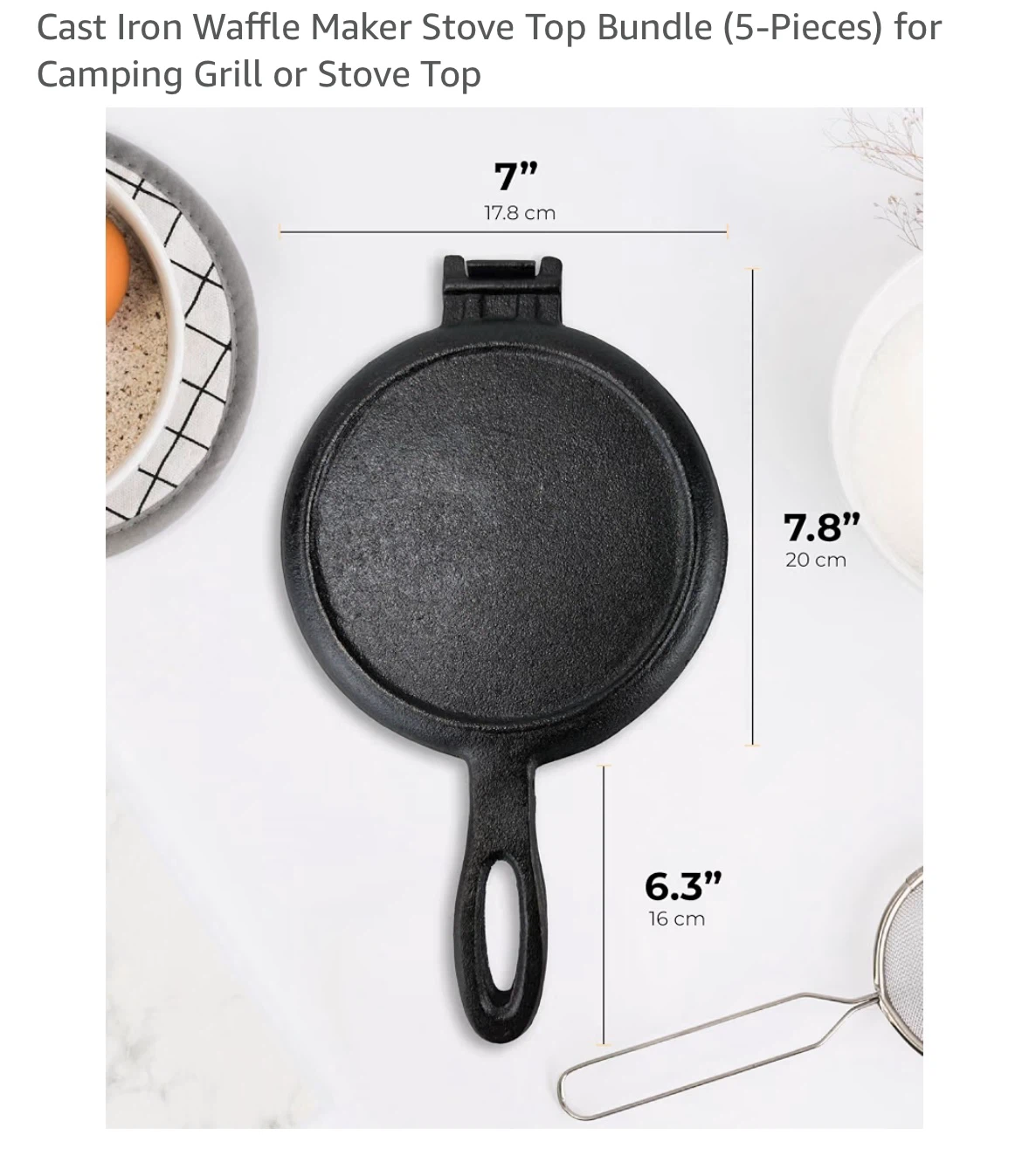 Zurrito Cast Iron Waffle Maker Stove Top Bundle - photo 2