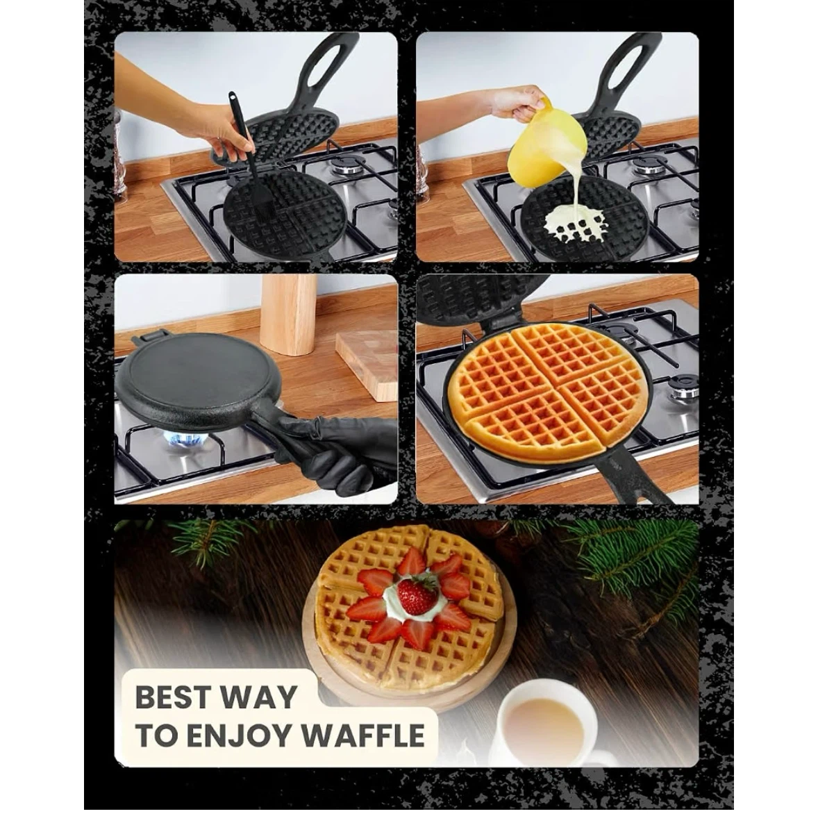 Zurrito Cast Iron Waffle Maker Stove Top Bundle - photo 5
