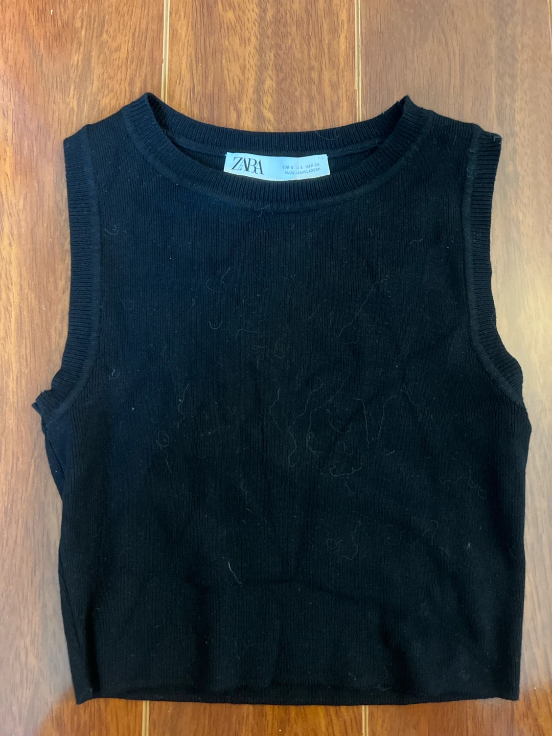 Zara Black Ribbed Sleeveless Top