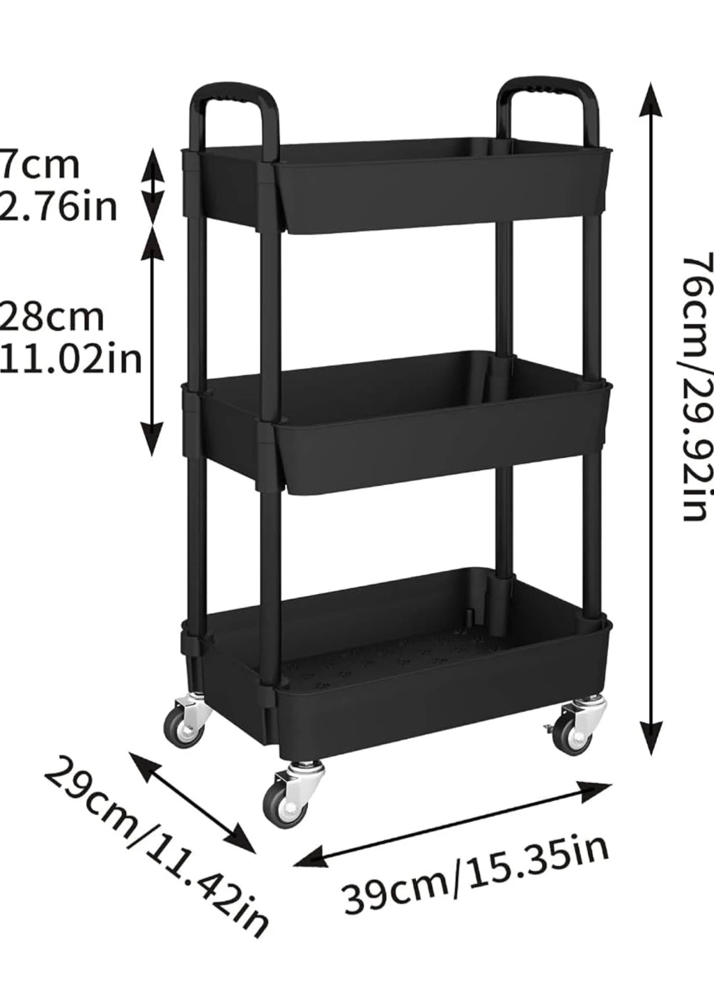 3-Tier Rolling Cart with Lockable Wheels - photo 4
