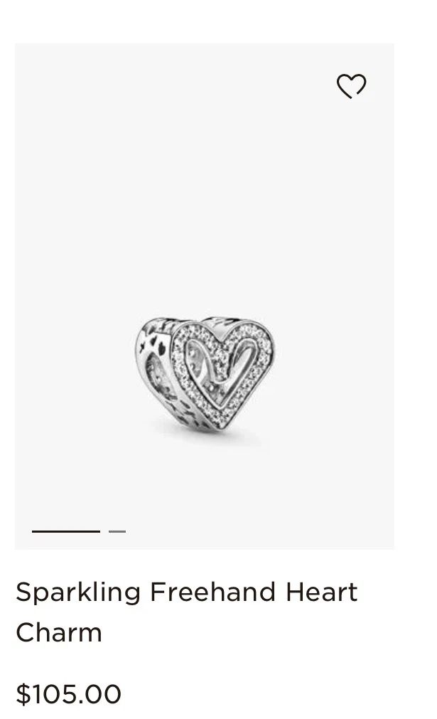 Pandora Sparkling Freehand Heart Charm - photo 3