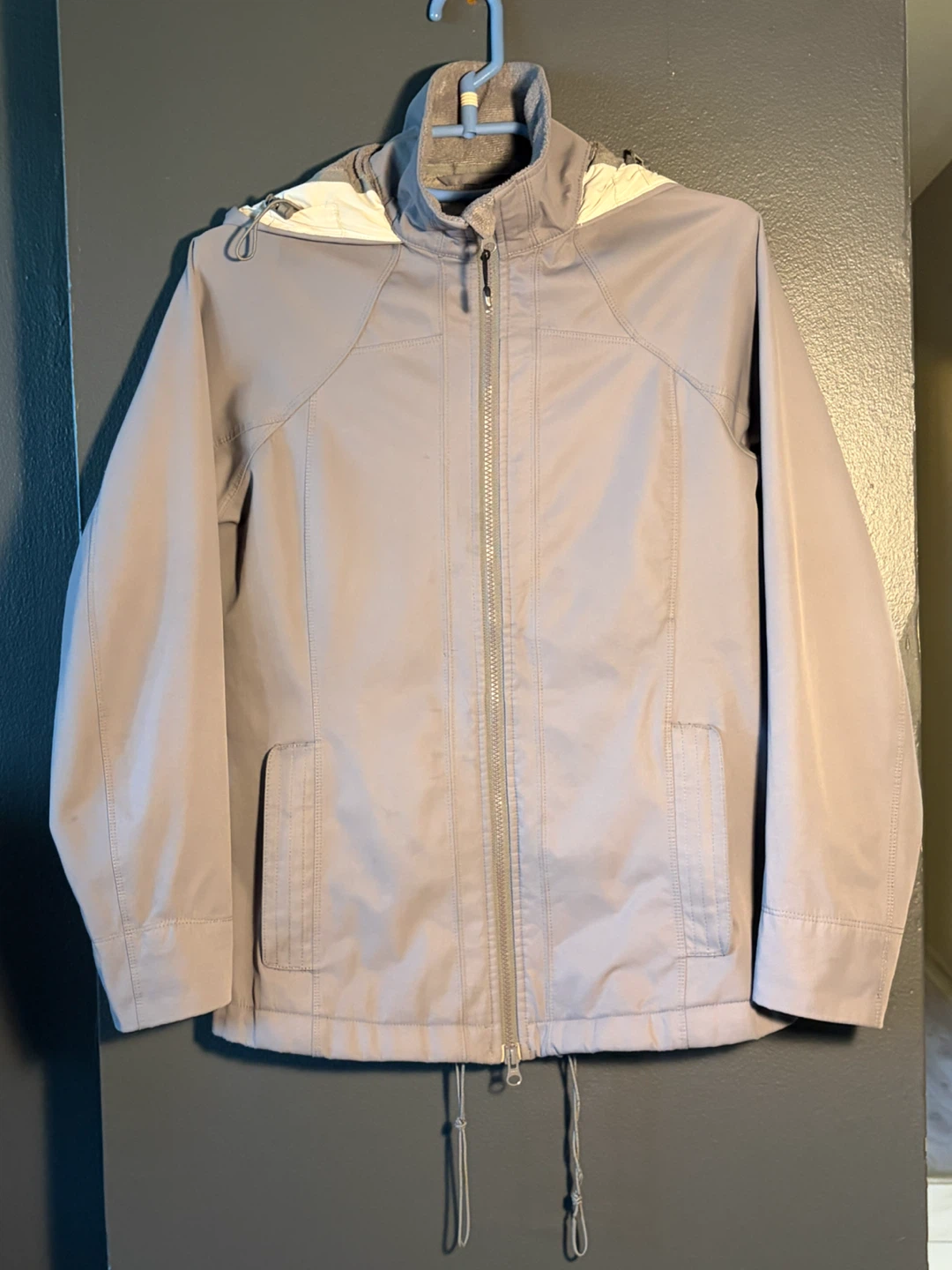 Women's Grey Fleece-Lined Hooded Jacket