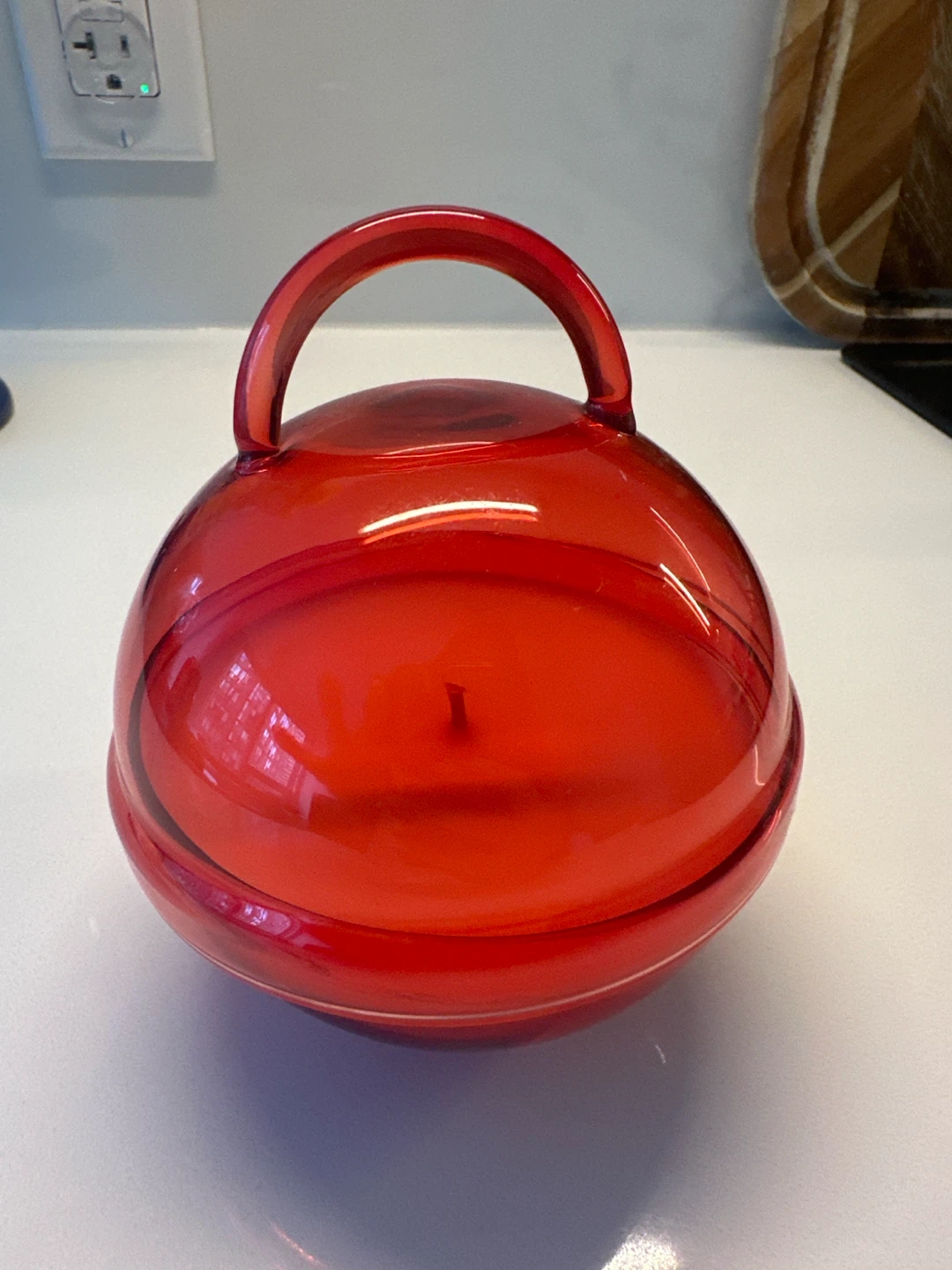 Red Glass Candle with Handle