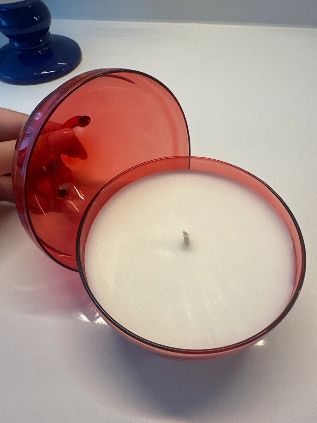Red Glass Candle with Handle - photo 2