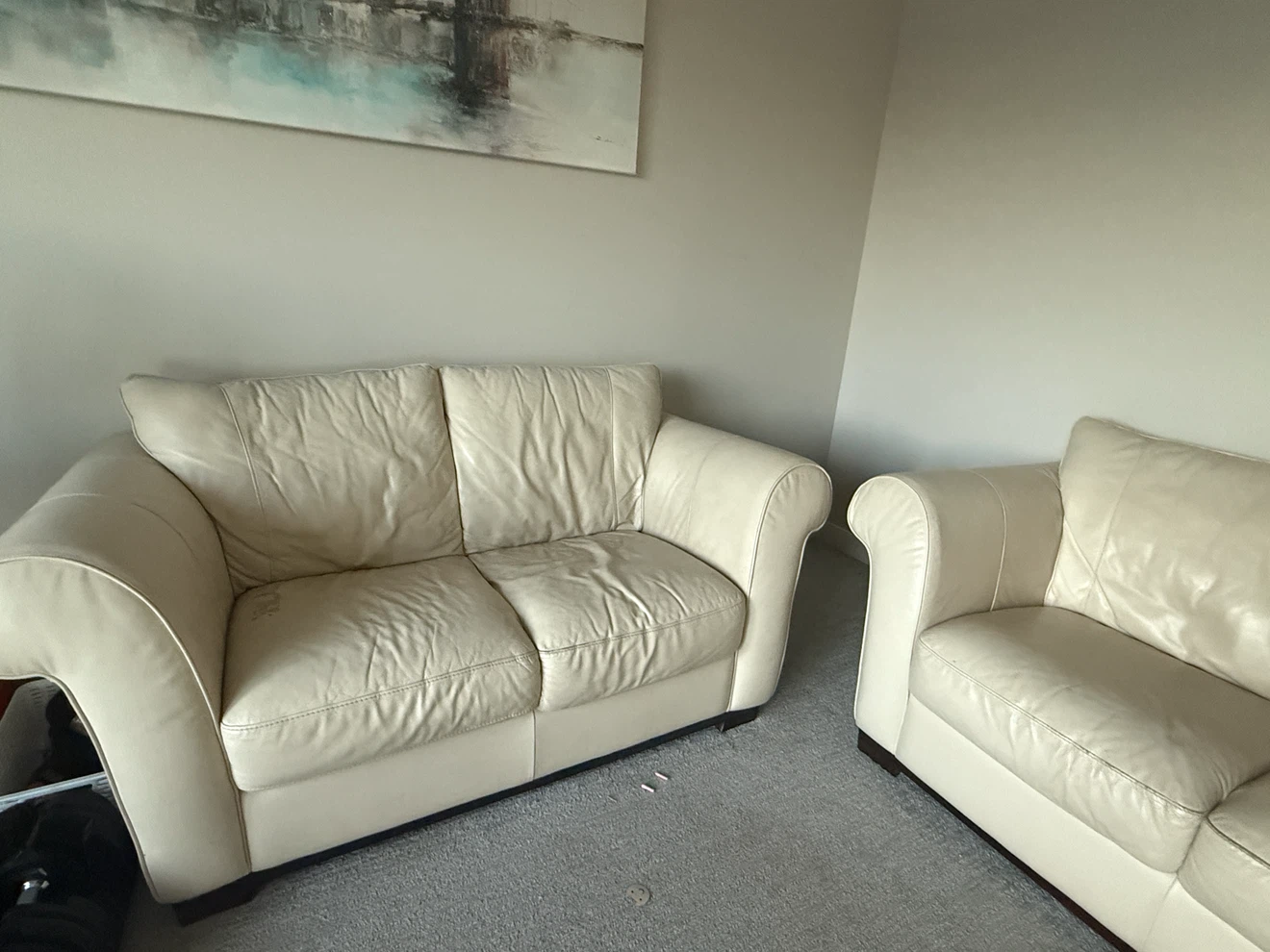 Italsofa Cream Leather 3-Seater Sofa and 2 Seater Love Seat - photo 3