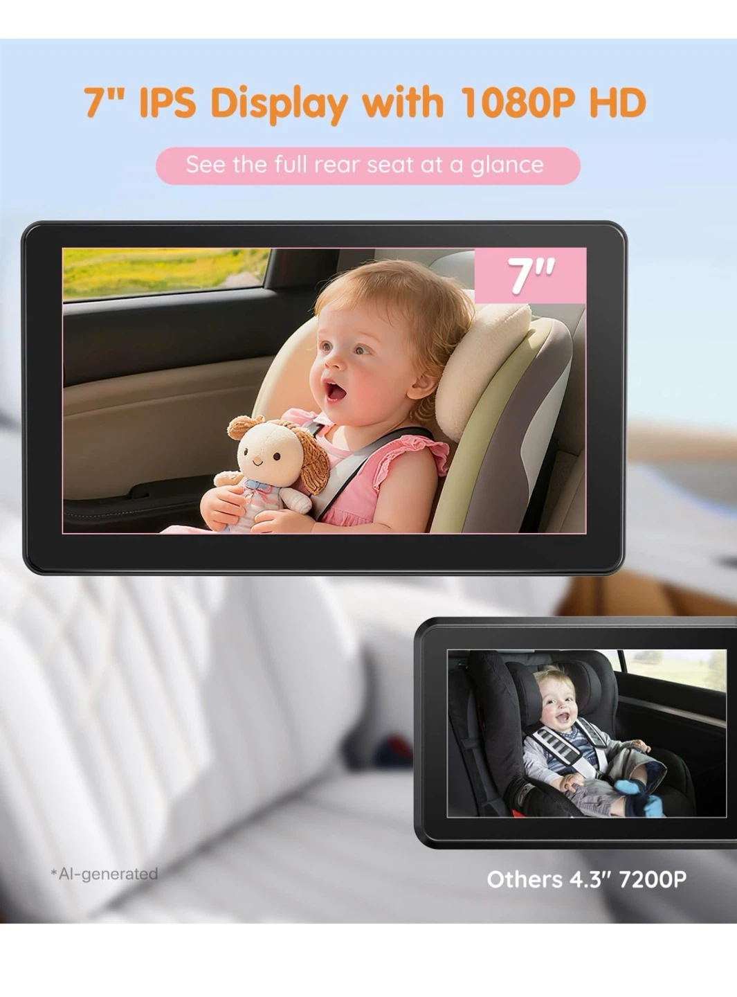 Babyvue BV4 USB Car Baby Camera 7" 1080P HD Screen - photo 2