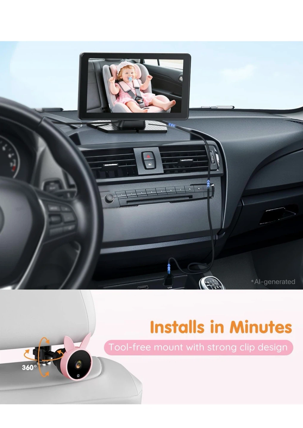 Babyvue BV4 USB Car Baby Camera 7" 1080P HD Screen - photo 5