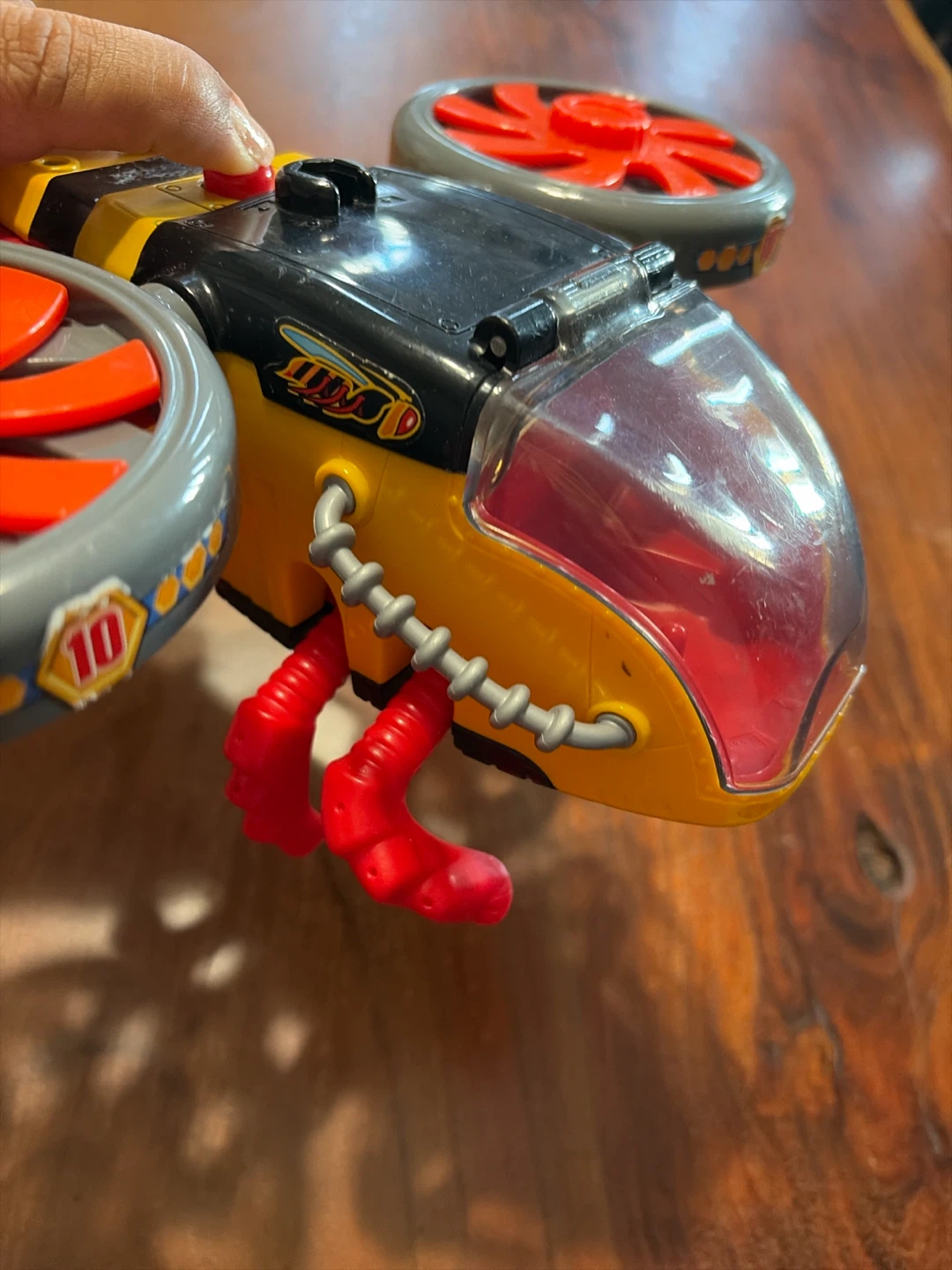 Yellow and Black Toy Helicopter with Red Accents - photo 3