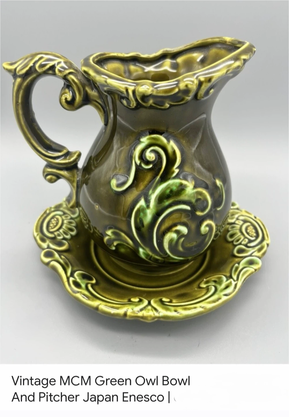 Vintage Enesco Owl Pitcher and Bowl Set - photo 2
