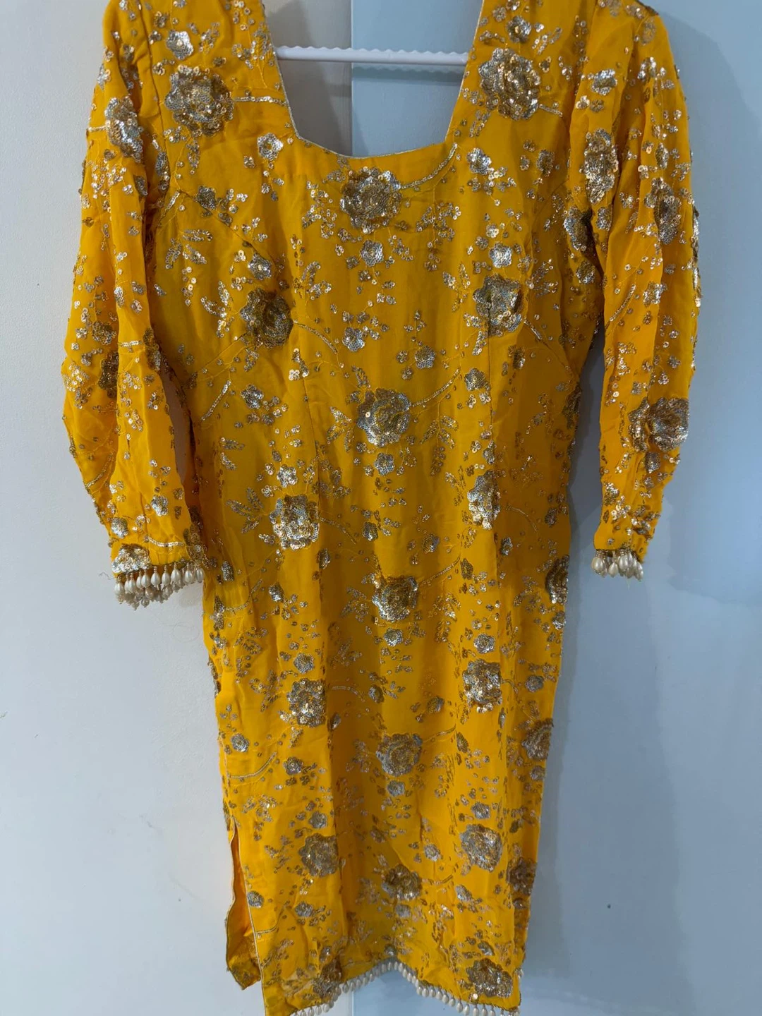 Yellow Embellished Kurti with Dupatta