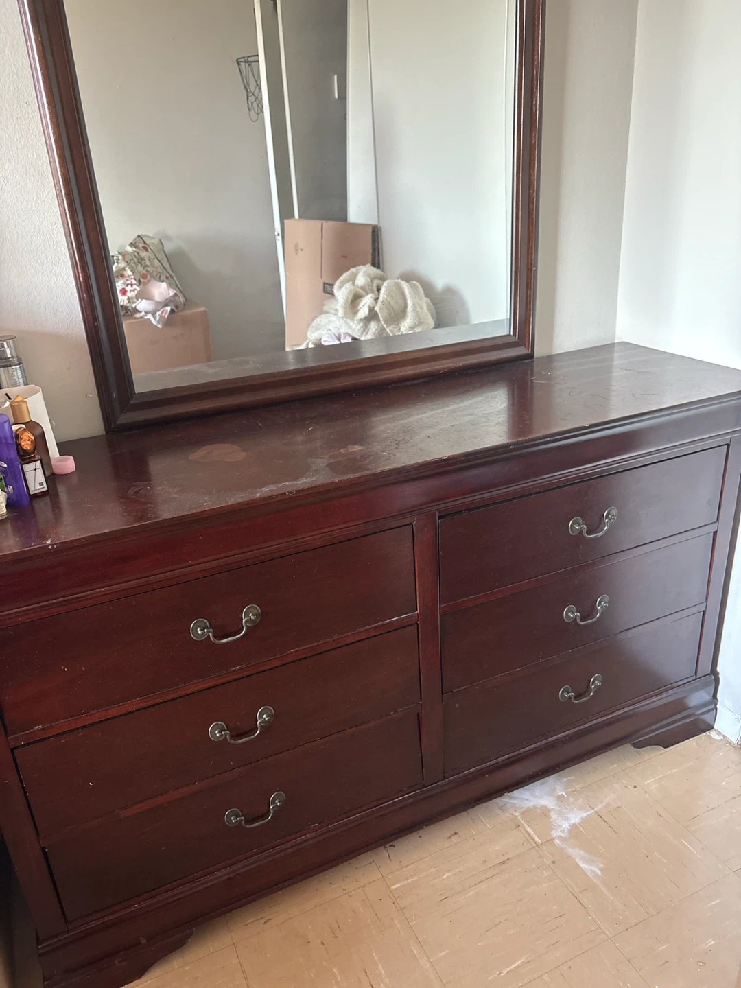 Dark Wood Dresser with Mirror