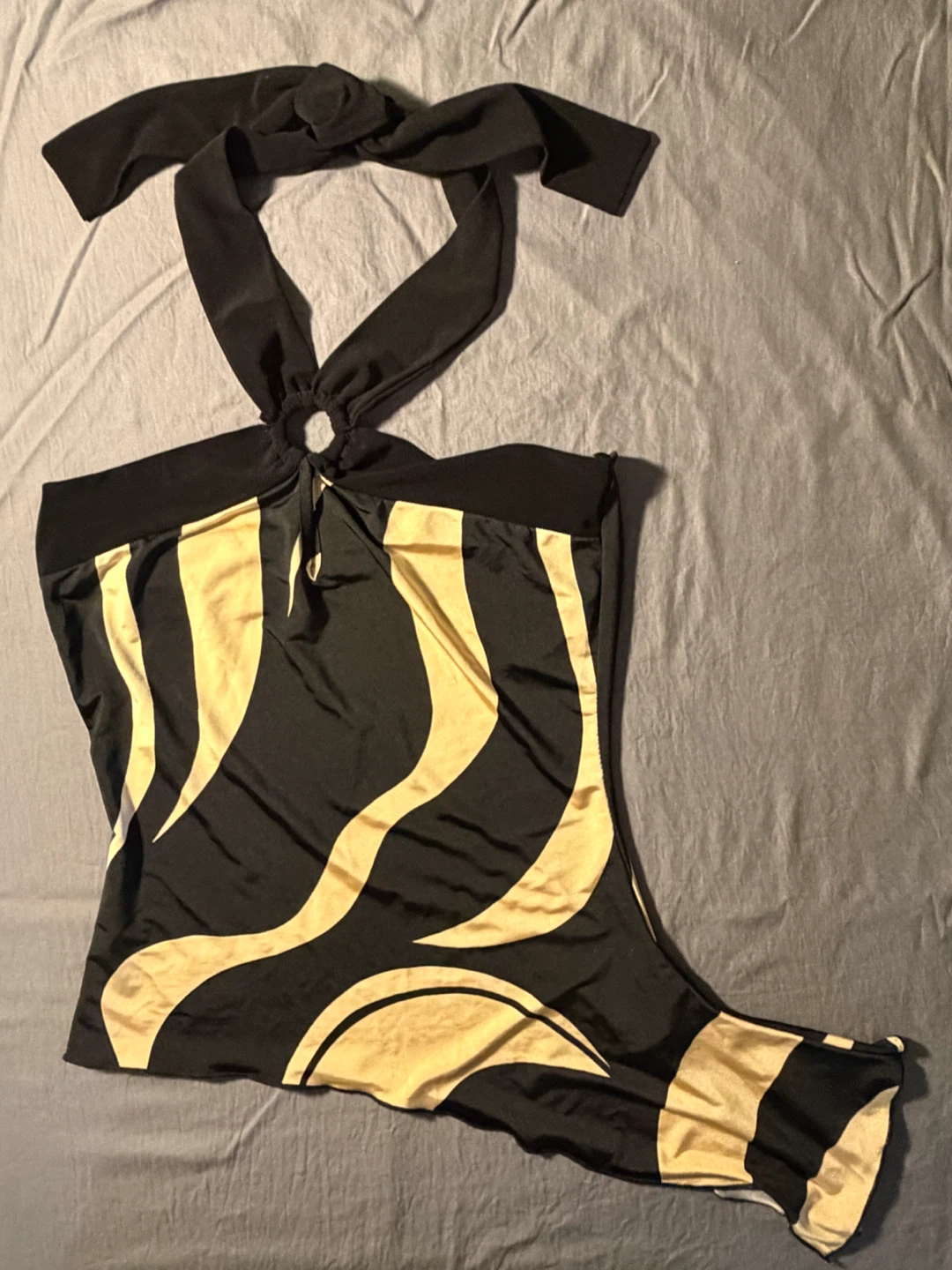 Forever 21 Halter Top - Black/Gold Zebra Print
