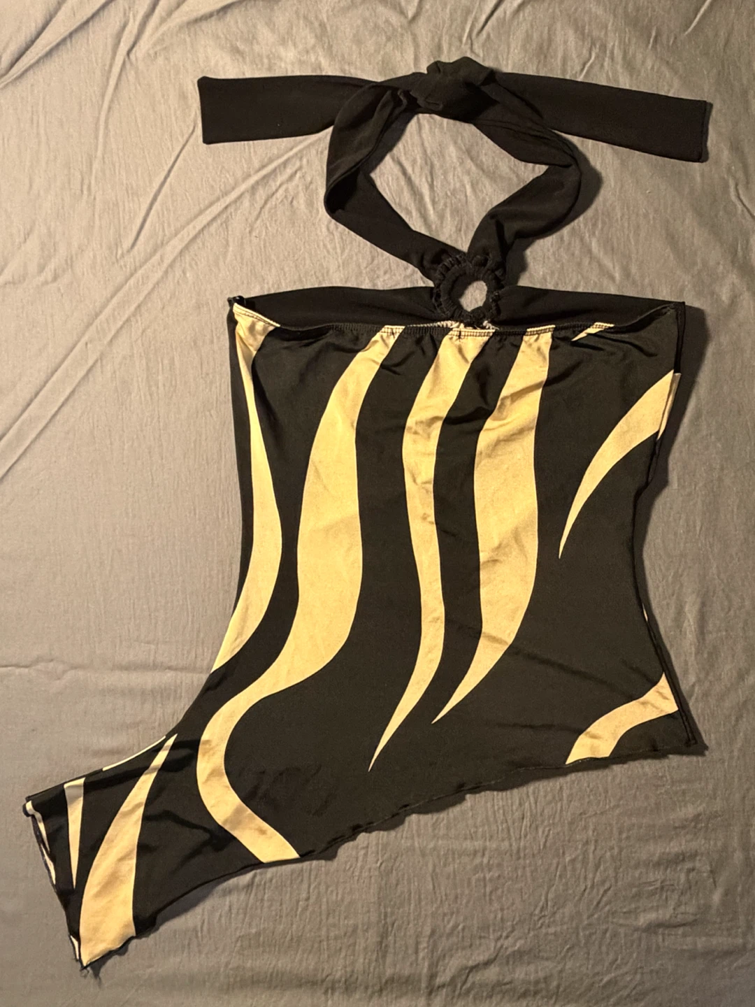 Forever 21 Halter Top - Black/Gold Zebra Print - photo 2