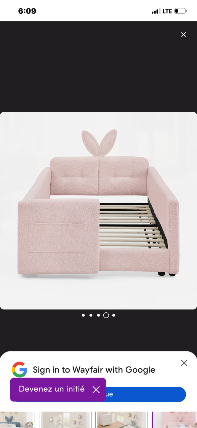 Pink Upholstered Daybed but incompleted.