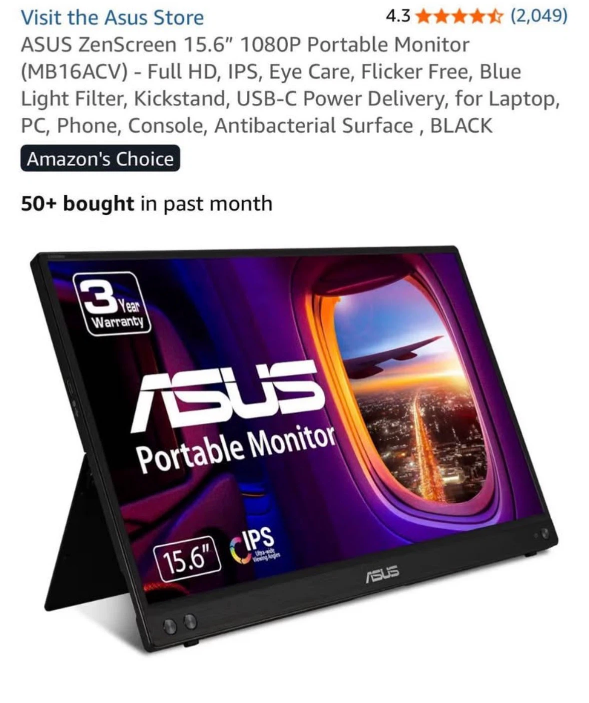 ASUS ZenScreen 15.6" Portable Monitor