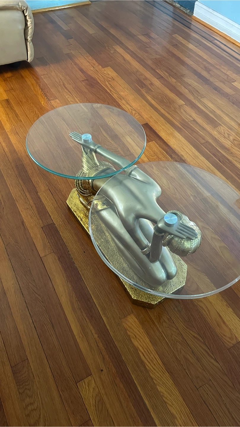 Egyptian Dancer Side Table with Glass Tops