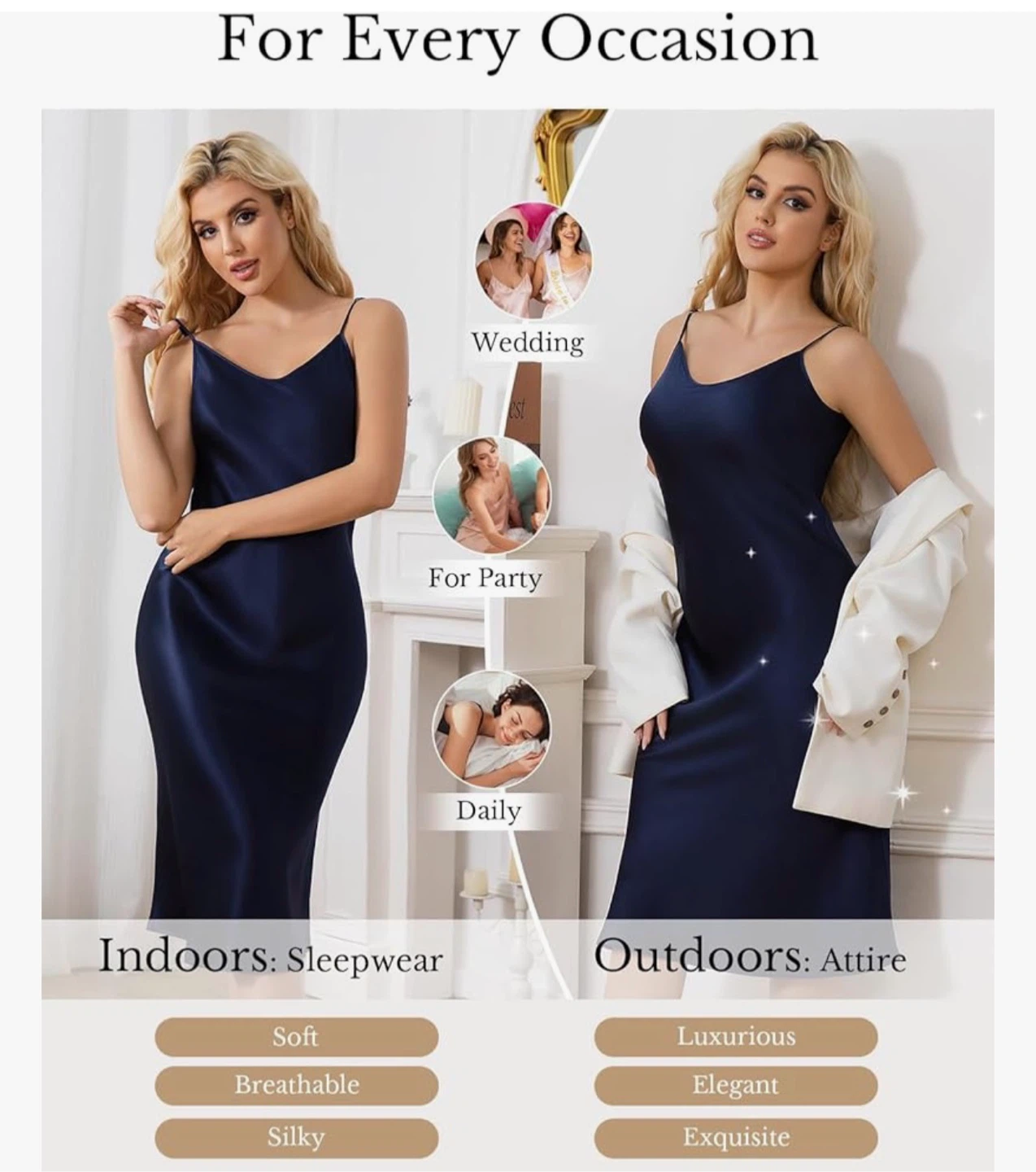 Thxsilk Original sleepwear. Navy blue and Cream. Size L - photo 2