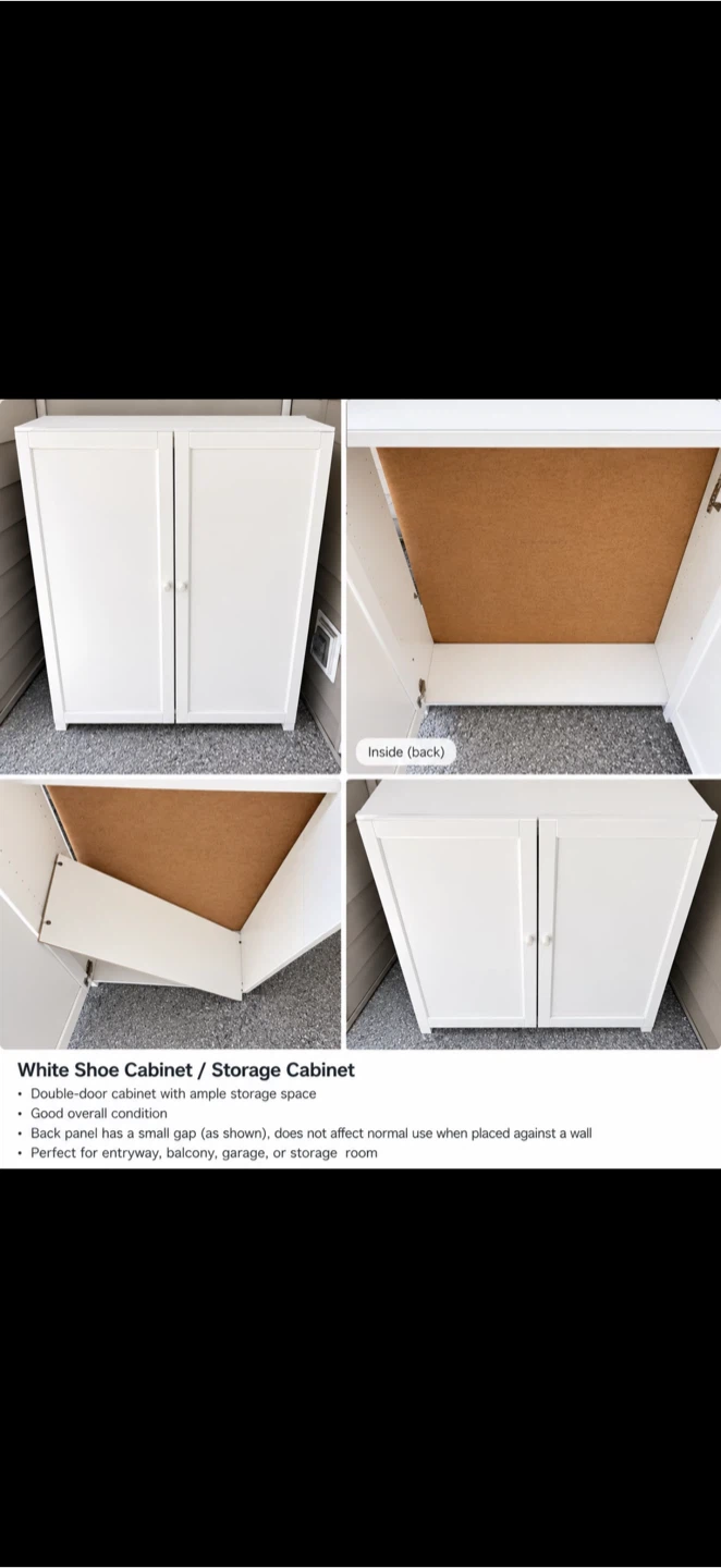 White 2-Door Shoe Cabinet / Storage Cabinet