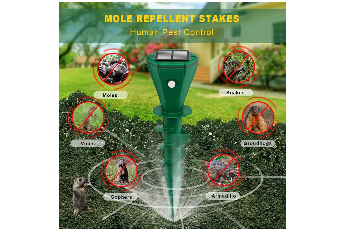 Motor Mole Repeller Stakes - 4 Pack - photo 2