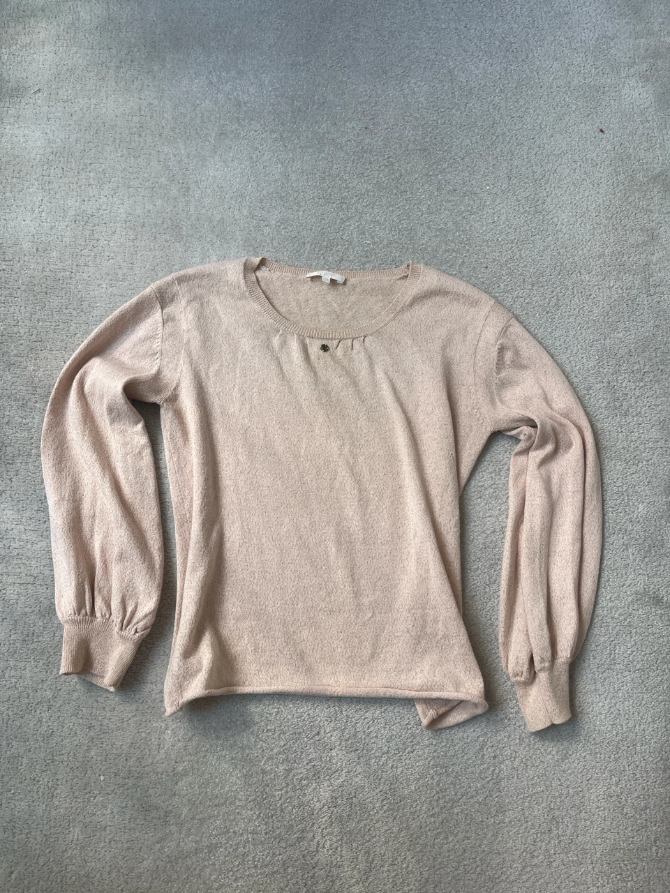 Pink Crew Neck Balloon Sleeve Sweater
