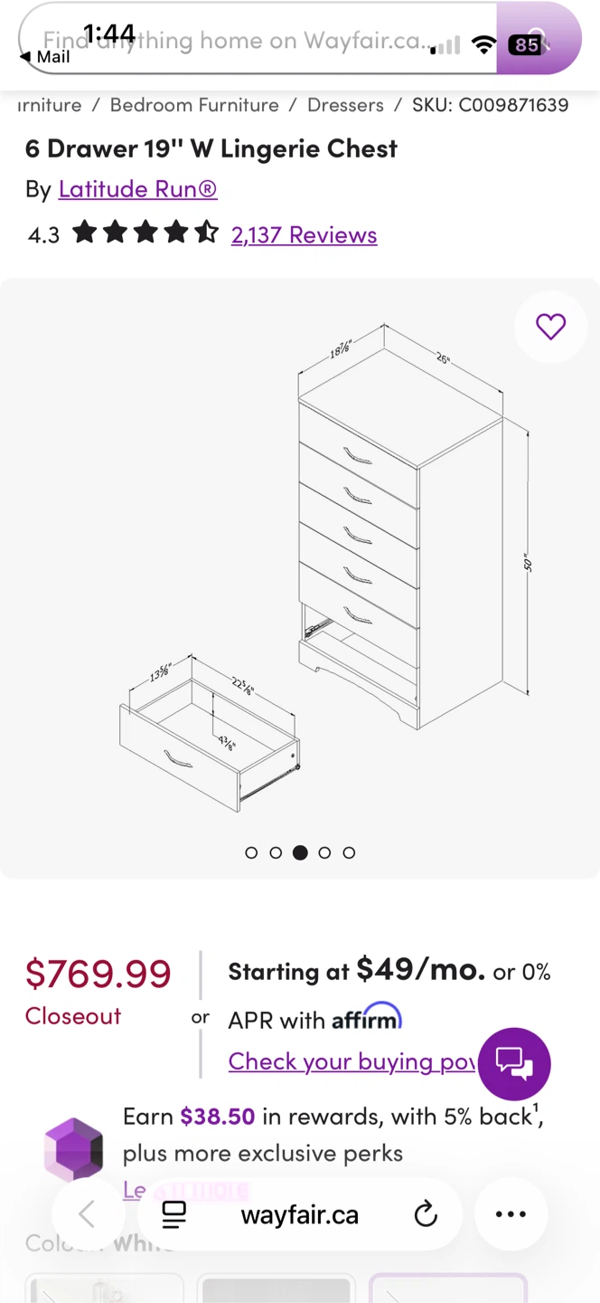 Latitude Run 6 Drawer Lingerie Chest - photo 4