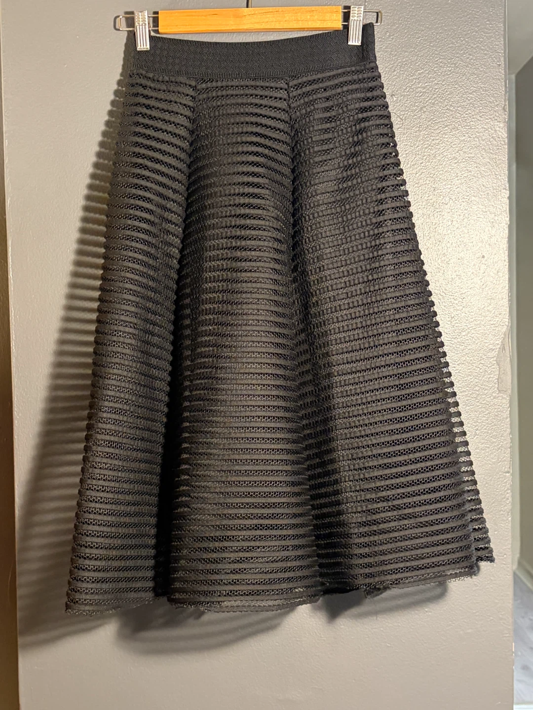 Black Textured Mesh Skirt Miss Valley