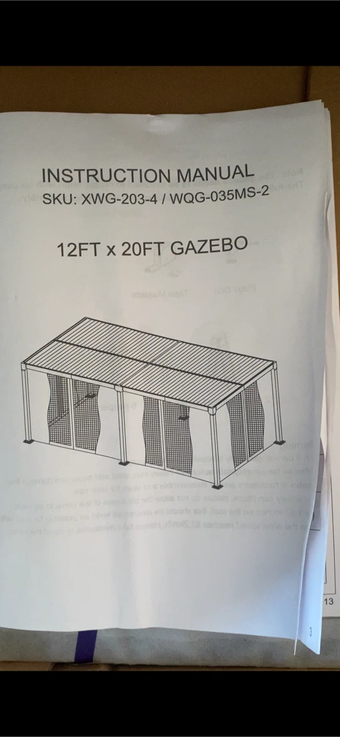 12ft x 20ft Gazebo replacements parts