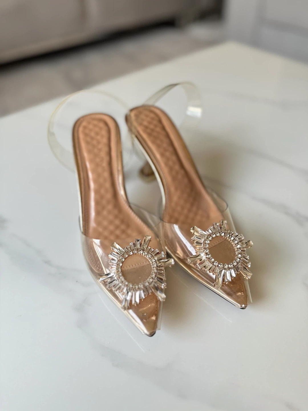 Women's Clear Embellished Heeled Sandals - photo 2