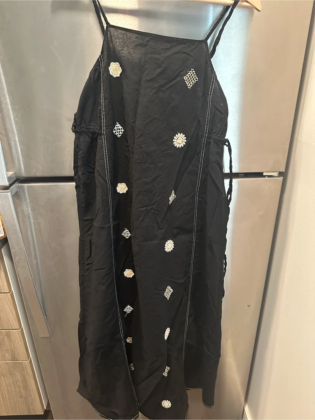 ZARA Embroidered Black Dress (M)