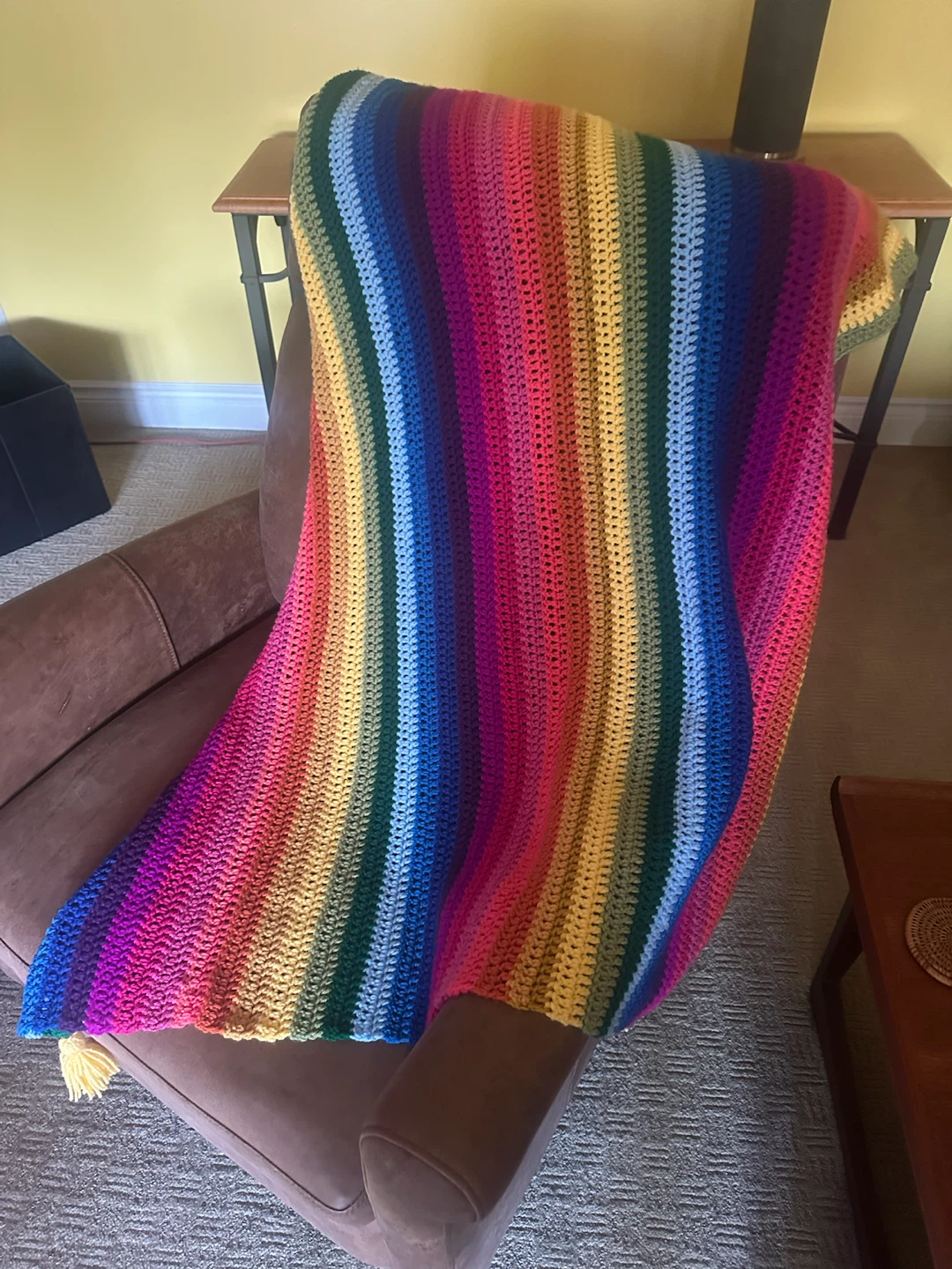 Handmade Rainbow Crochet Throw