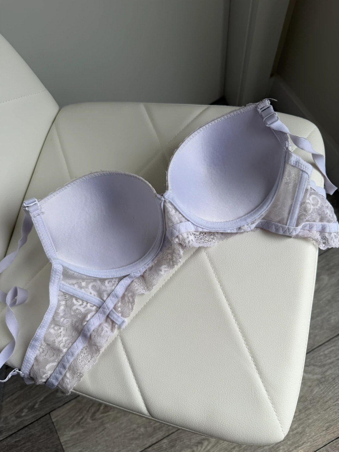 Italian Ancona Grey Floral Lace Padded Underwire Bra - photo 5