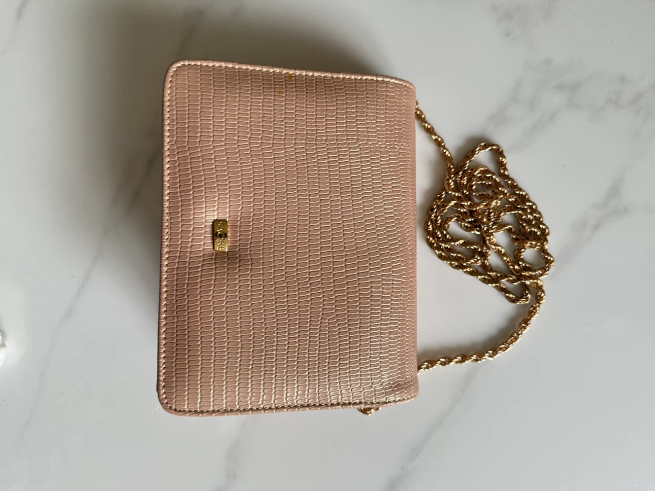 Sacre Rose Gold Textured Clutch with Chain Strap - photo 2