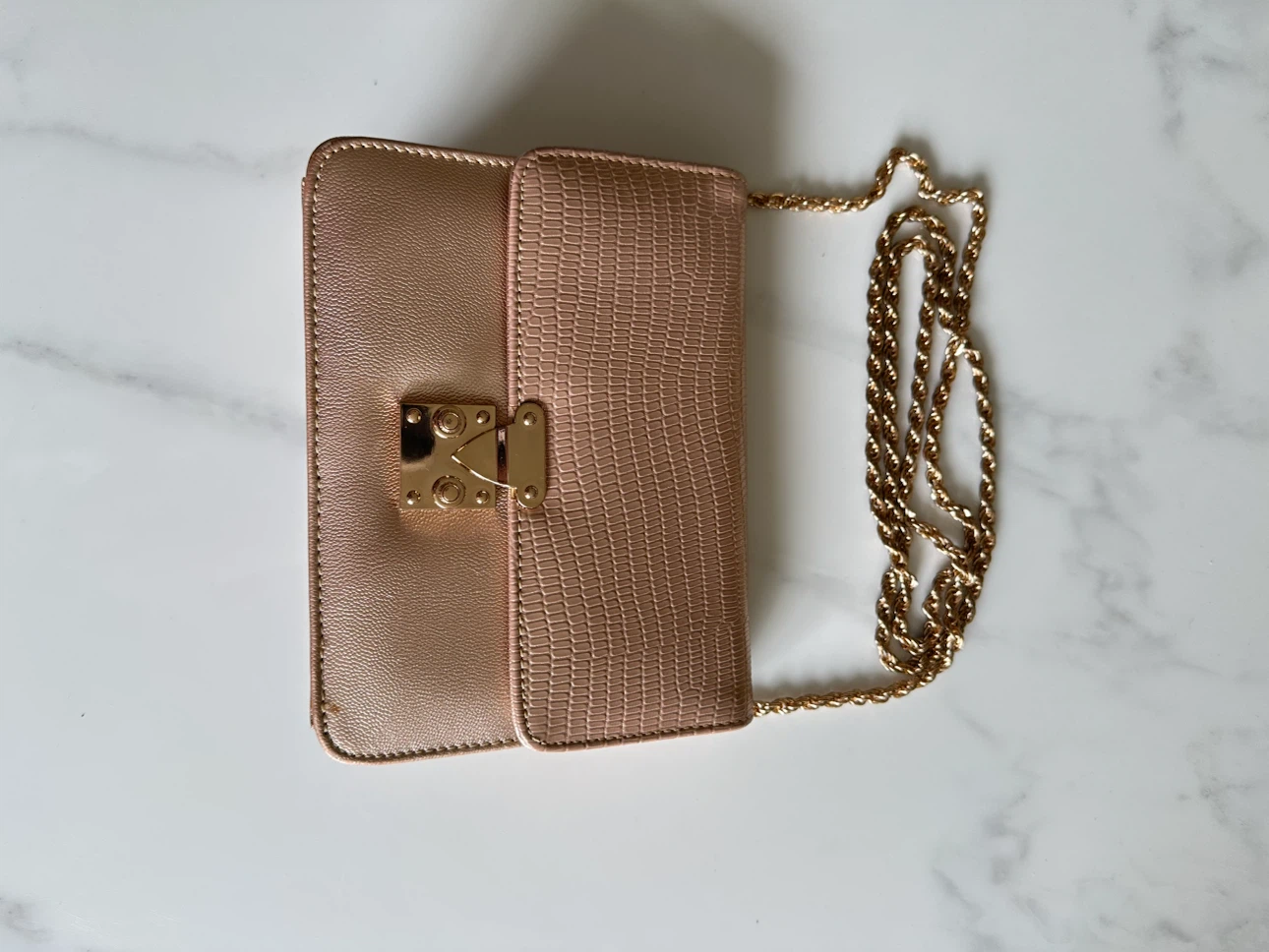 Sacre Rose Gold Textured Clutch with Chain Strap - photo 4