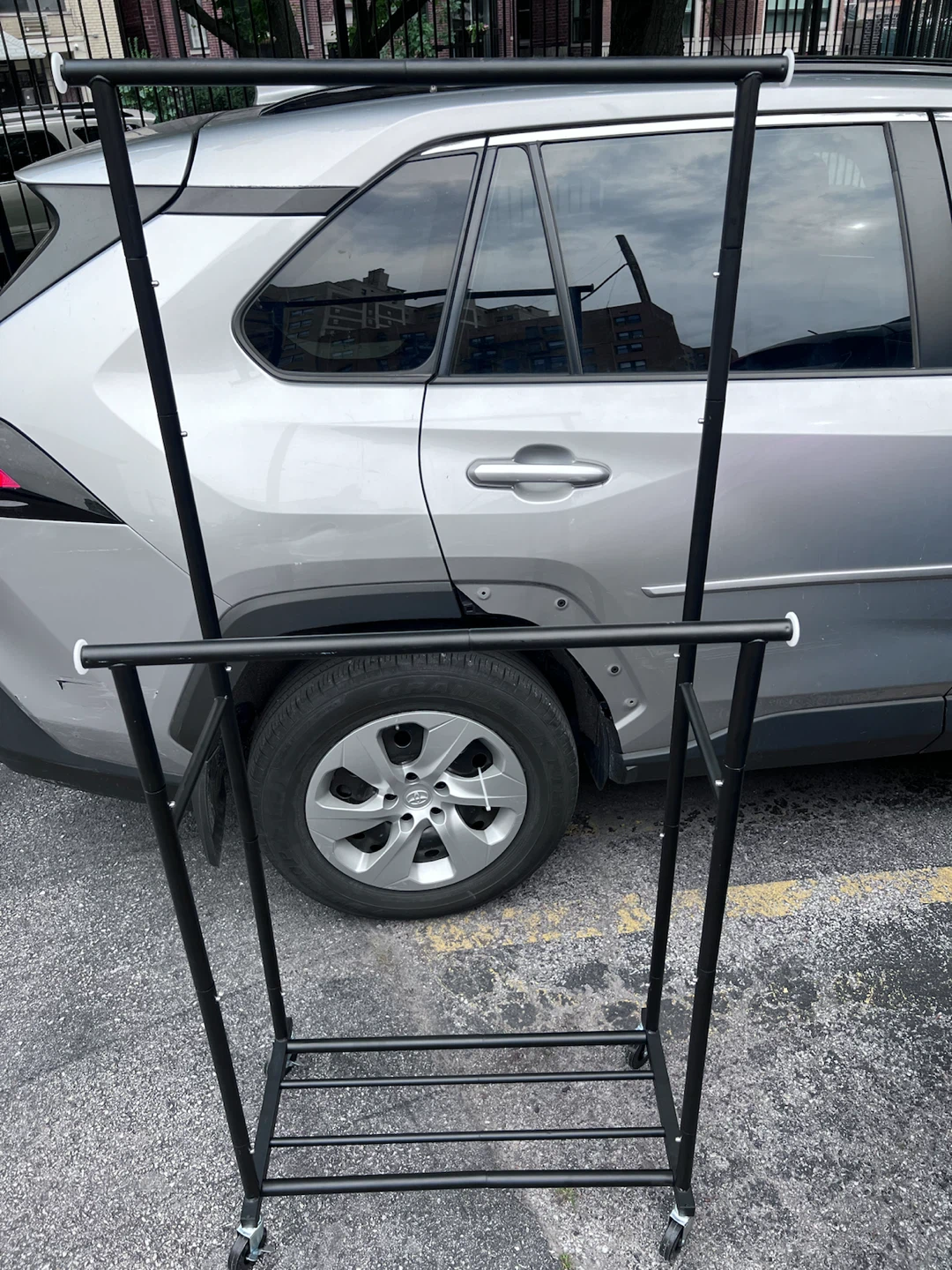 Black Metal Rolling Garment Rack - photo 2