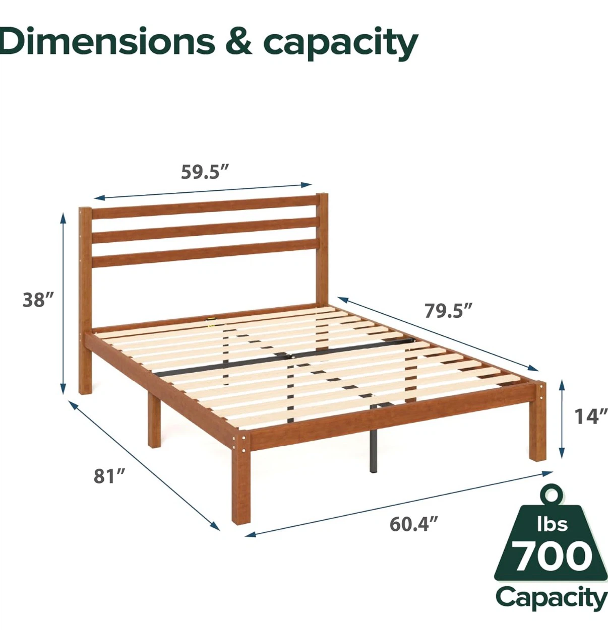 Zinus Wooden Bed Frame with IKEA Extra Firm Mattress - photo 3