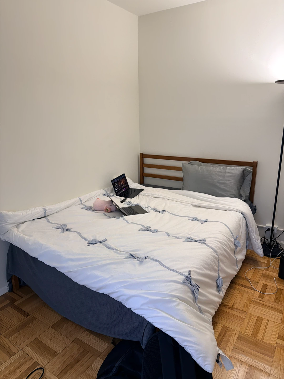 Zinus Wooden Bed Frame with IKEA Extra Firm Mattress - photo 4