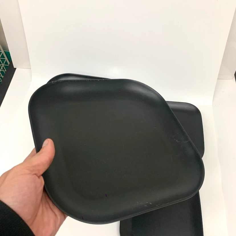 24 Reusable Plastic Plates Black Kitchen Plate Set Mela-Ware - photo 2