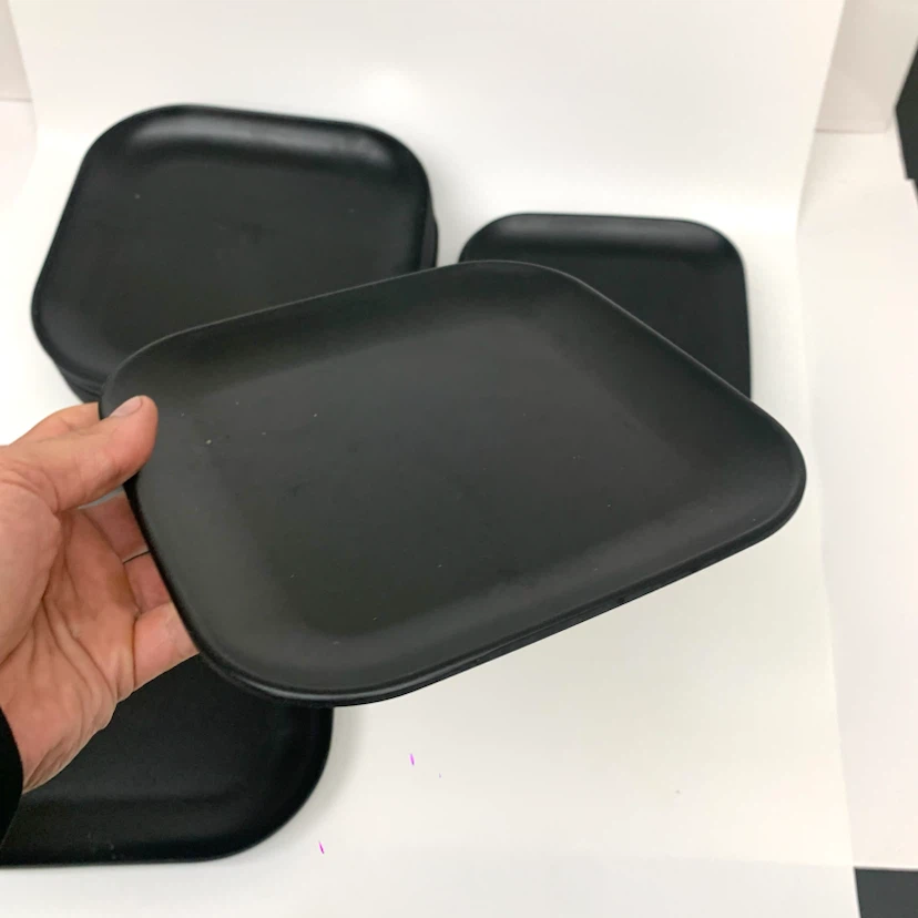 24 Reusable Plastic Plates Black Kitchen Plate Set Mela-Ware - photo 4