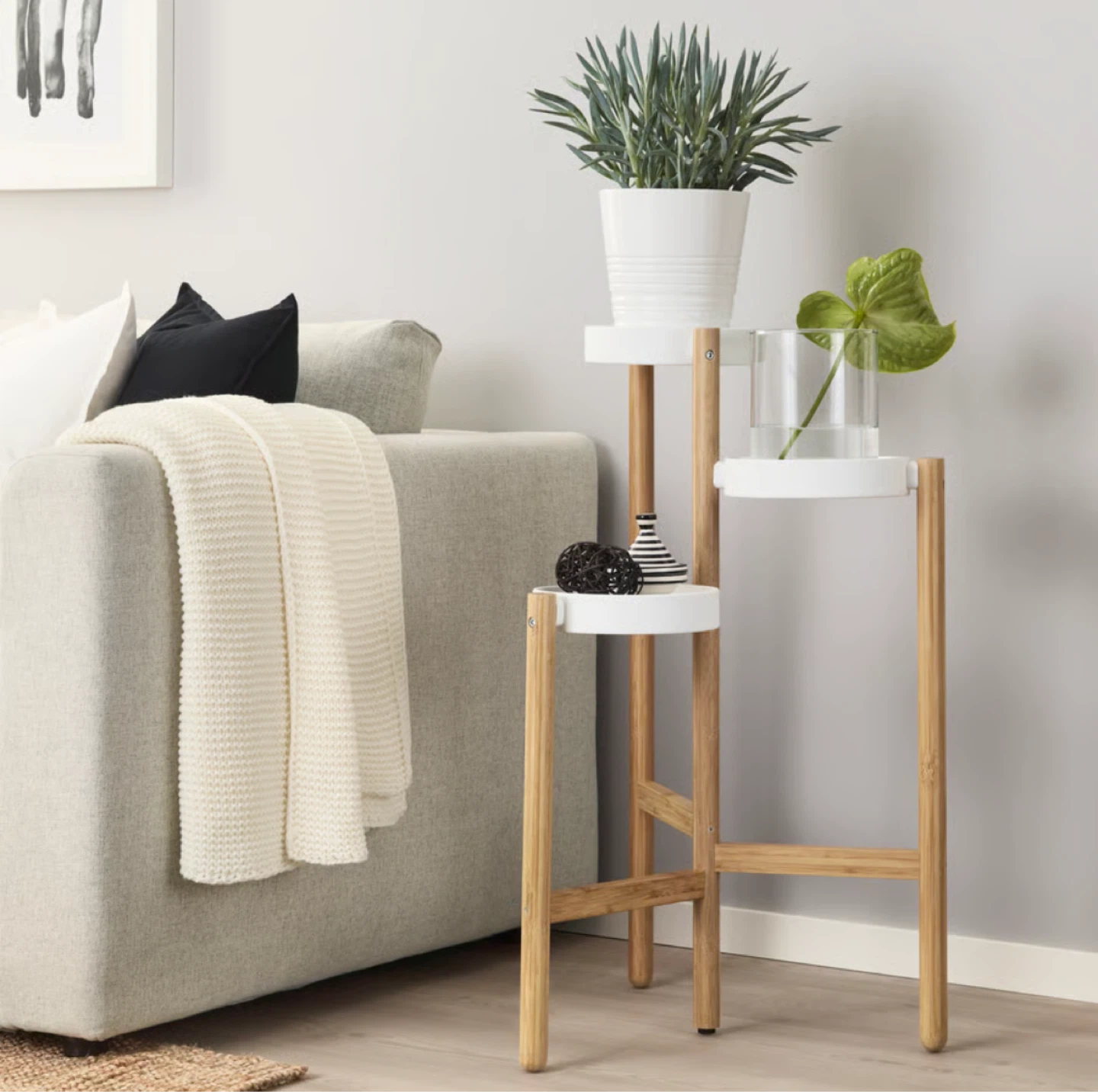 Ikea bamboo/white plant stand - photo 2