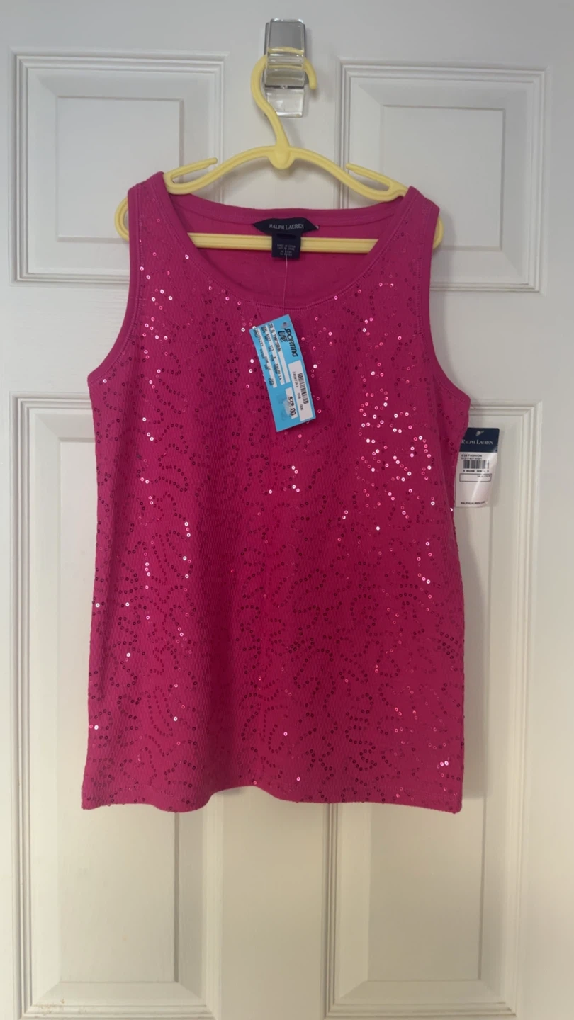 Ralph Lauren Girls Pink Sequin Tank Top