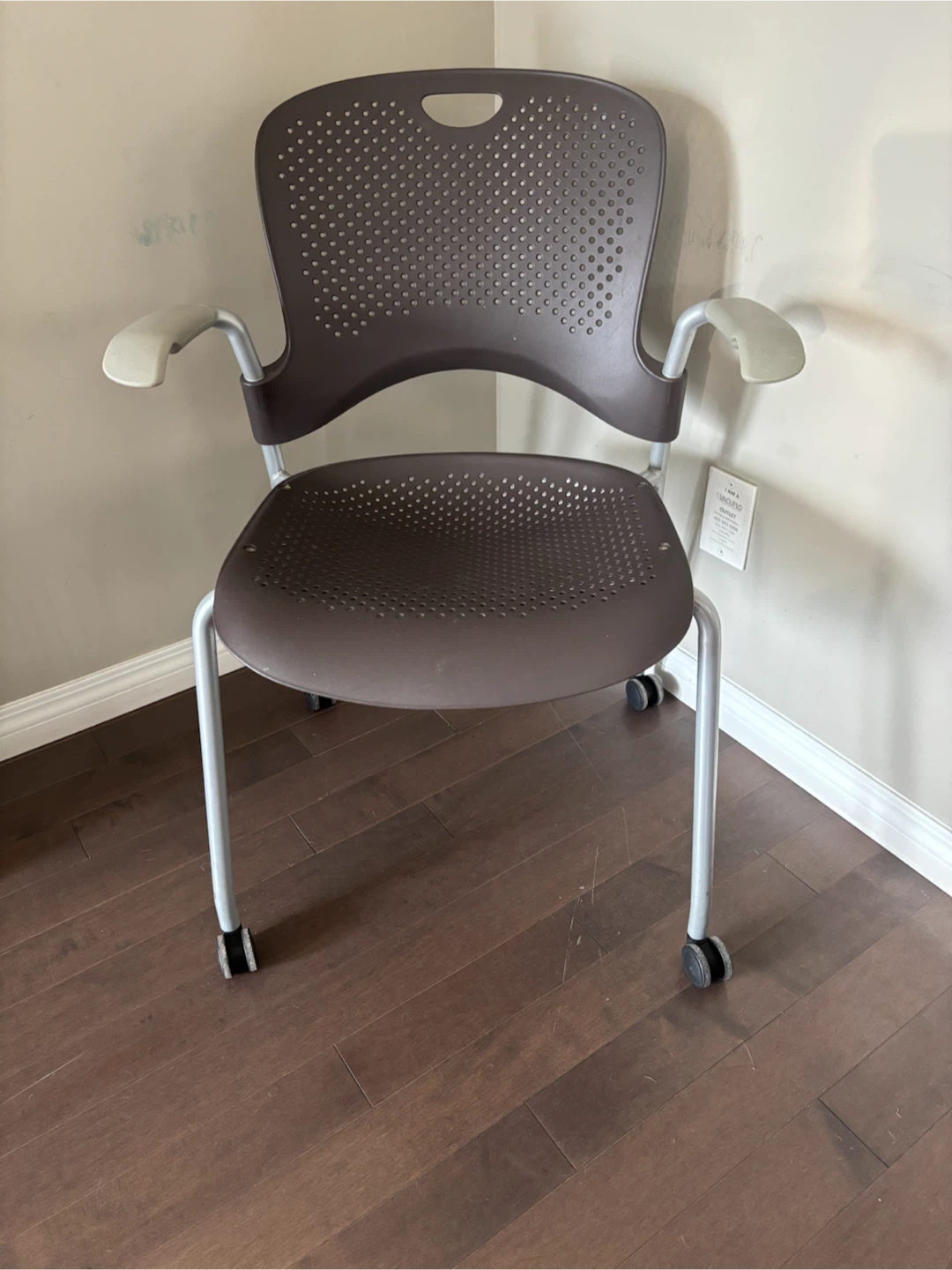 Brown Arm Chair with Wheels