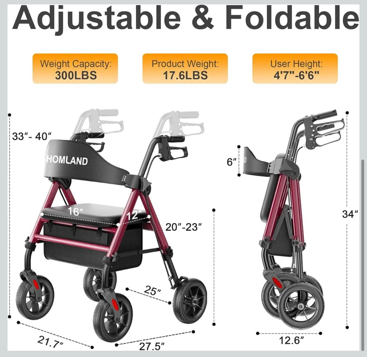 HOMLAND Walker with Seat - photo 4
