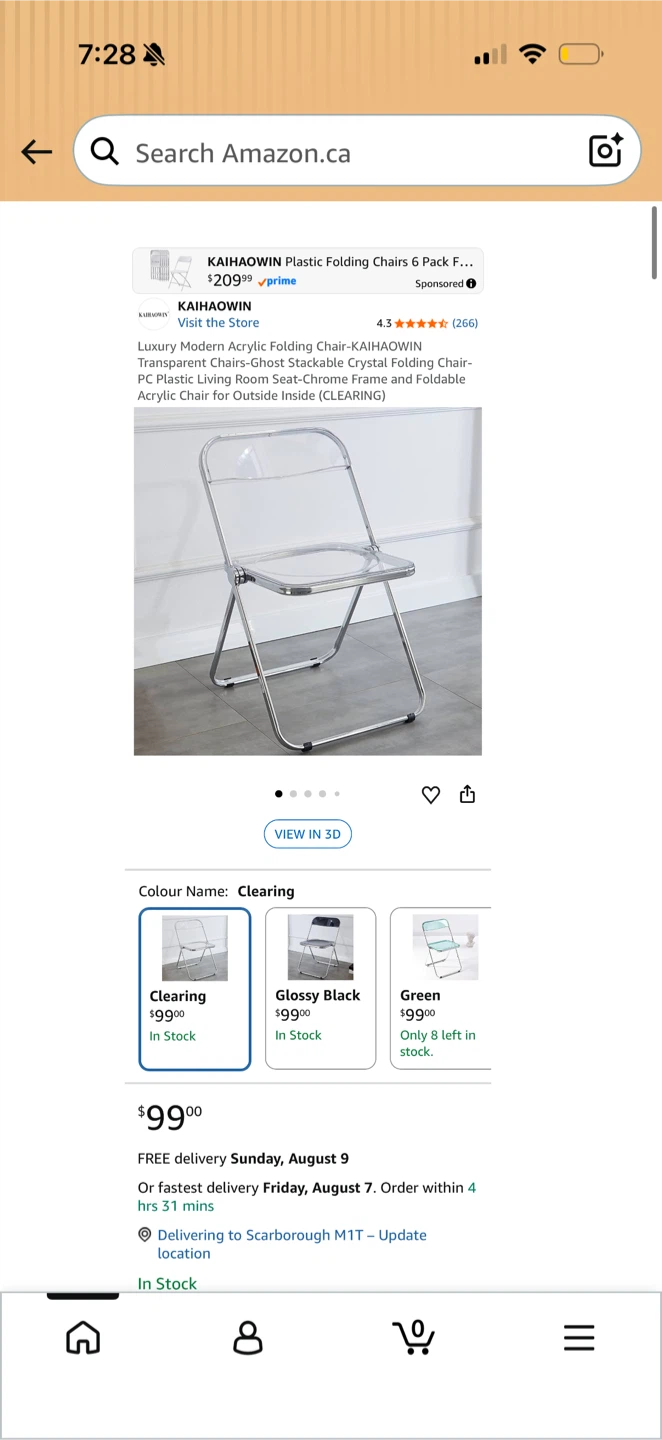 KAIHAOWIN Acrylic Folding Chair - Clearing