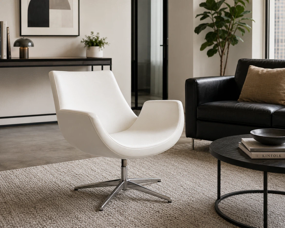 Blossom White Swivel Accent Chair