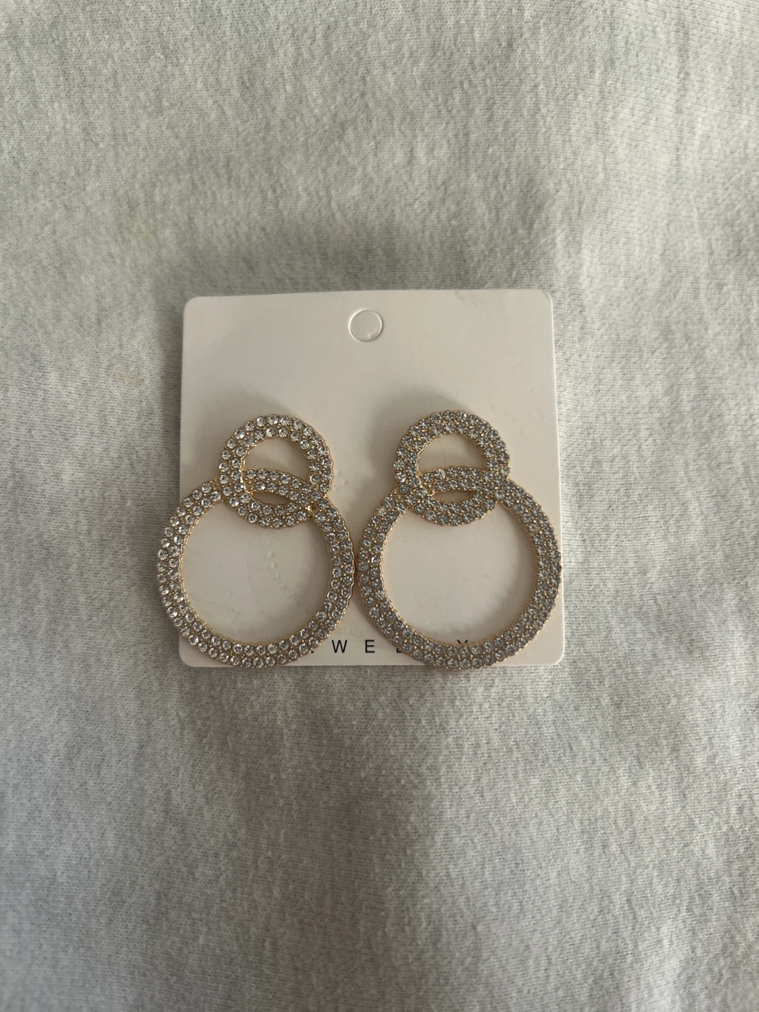 Gold Circle Hoop Earrings with Rhinestones